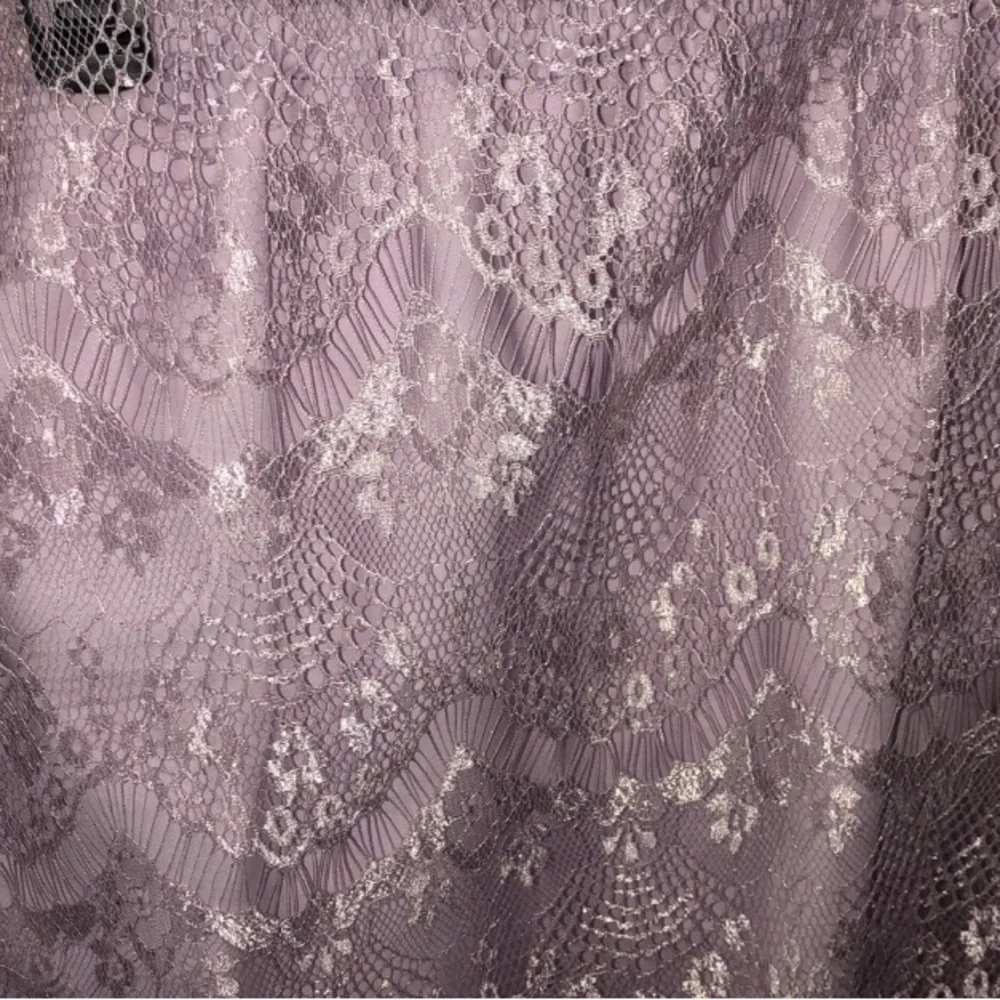 Sheer Side Shiny Lace and Cotton Plus Size Lavender Cardigan & Skirt XXL 47-52” - Picture 6 of 12